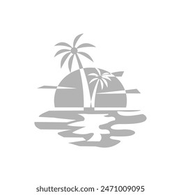 icon of the beach, evening, on a white background, vector illustration