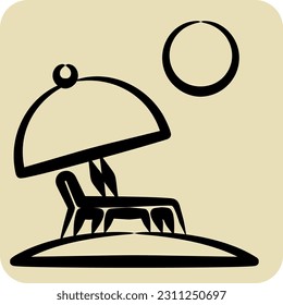 Icon Beach. related to Hawaii symbol. hand drawn style. simple design editable. vector