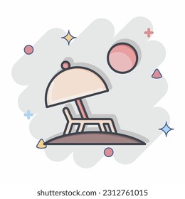 Icon Beach. related to Hawaii symbol. comic style. simple design editable. vector