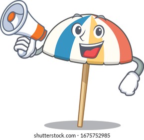 An icon of beach umbrella holding a megaphone