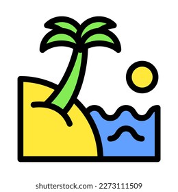 Icon beach, umbrella, sea, sun, chair, relax Holyday. editable file and color.