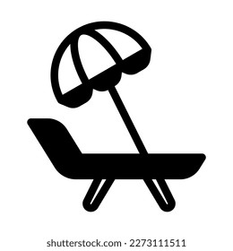 Icon beach, umbrella, sea, sun, chair, relax Holyday. editable file and color.