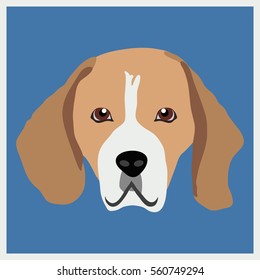 Icon with beagle dog. Vector illustration in flat style.