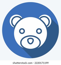 Icon Bear. related to Animal Head symbol. long shadow style. simple design editable. simple illustration. cute. education