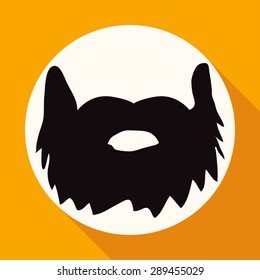 Icon beard on white circle with a long shadow