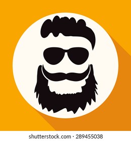 Icon beard on white circle with a long shadow