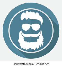 Icon beard on white circle with a long shadow