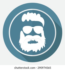 Icon beard on white circle with a long shadow