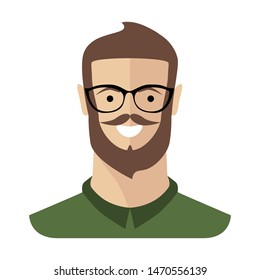 Icon of a bearded man. Isolated on white background. European.