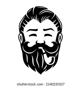 Icon of a bearded man with a smoking pipe on a white background.