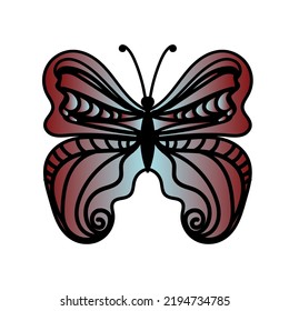 The icon of a beautiful butterfly. Floral design, stationery, mug, T-shirt, phone case, postcard. Vector illustration EPS 10.