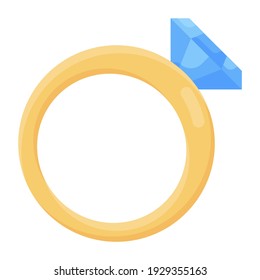 
Icon of beautiful diamond ring in flat design