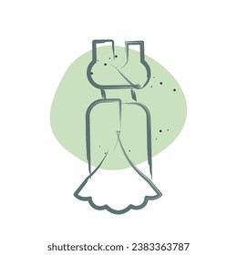 Icon Beautiful Dress. related to France symbol. Color Spot Style. simple design editable. simple illustration