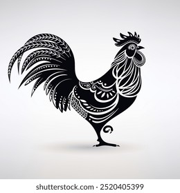 icon of a beautiful rooster on a light background