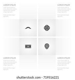 Icon Beauty Set Of Diamond, Moustache, Carat And Other Vector Objects. Also Includes Razor, Equipment, Carat Elements.