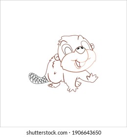 Icon Beaver Color Line  Animal Design