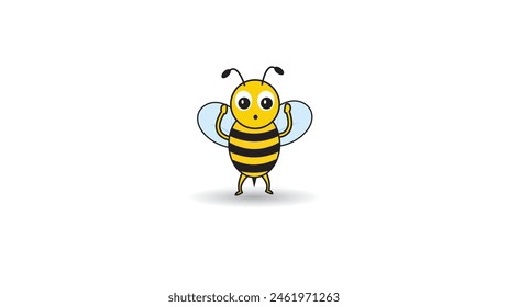 icon bee cartoon, cute bee shock with wow amaze face ,suitable for coloring book
