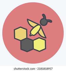 Icon Bee Farm. suitable for Bee Farm. Color Mate Style. simple design editable. design template vector. simple illustration