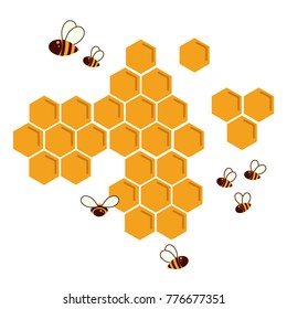 Icon bee honeycomb. Hexagon natural honey struct. Vector illustration. Insects and honey. For infographics or web