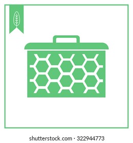 Icon of beehive frame with honeycomb