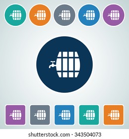 Icon of Beer Barrel in Multi Color Circle & Square Shape. Eps-10.