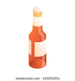 Icon of beer bottle in isometric. Colorful bottle of beer.