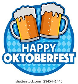 Symbol für Biergläser und bayerisches Muster für das Oktoberfest, Vektorgrafik