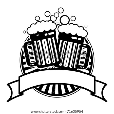 Icon with beer mugs and space for text, vector illustration