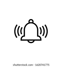 Icon of Bell, Alarm, Notification, Reminder in outline, lineart style on white background