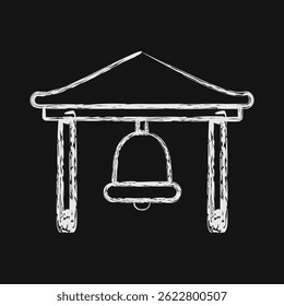 Campainha de ícone. Budismo e elementos vesak. Ícone em estilo de giz.