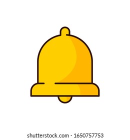 Icon of bell for notification. Flat outline design. Vector illustration.