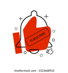 Icon with bell subscribe like modern liquid design