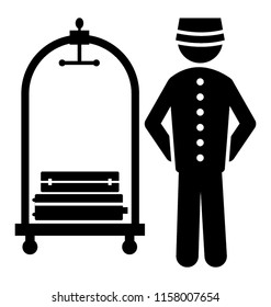 
Icon of  bellboy rolling trolly 