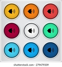 Icon bells. Flat design style. Made vector illustration. Emblem or label with shadow.
