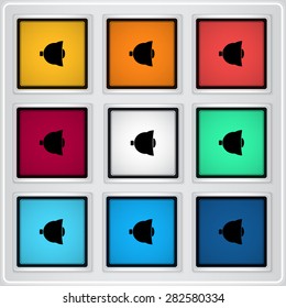 Icon bells. Flat design style. Made vector illustration. Emblem or label with shadow.