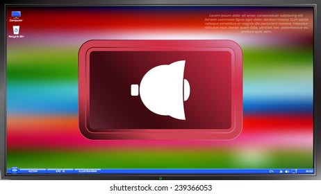 Icon bells on the screen monitor. Made vector illustration