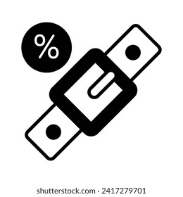 An icon of belt discount, sale offer on belt vector design