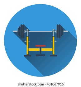 Icon of Bench with barbell. Flat design. Vector illustration.