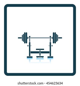 Icon of Bench with barbell. Shadow reflection design. Vector illustration.