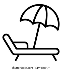 Icon of a bench and a umbrella depicting sunbathe 