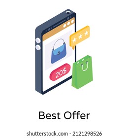 Icono de la mejor oferta en diseño isométrico 


