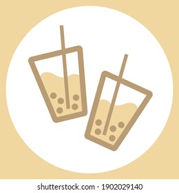 Icon of bevarages famous delicious asian bubble tea logo for cafe or restaurant. Design fashion menu of cold coctail