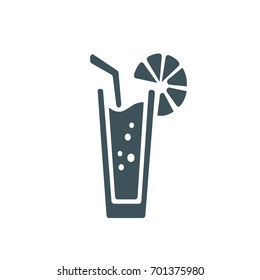 icon of the beverage in the glass with lemon