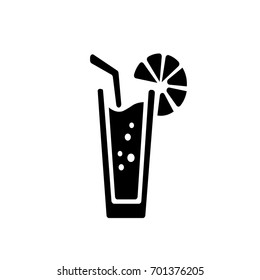icon of the beverage in the glass with lemon