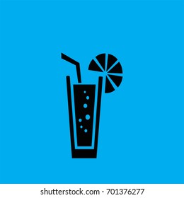 icon of the beverage in the glass with lemon