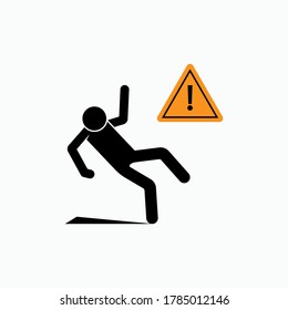 Icono de Cuidado con el suelo resbaladizo. Símbolo Wet Area Attentiom - Vector.