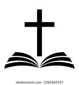 Icon of the Bible with a cross. Vector on white background