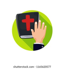 Icon bible hand sacrament swear. Flat style vector