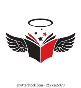 icon of bible with wings isolated on white background