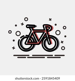 Icon bicycle. Sports elements. Icon in MBE style.